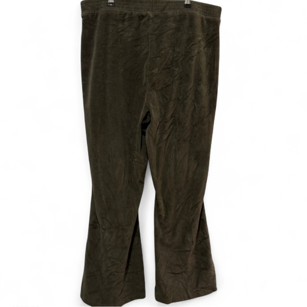 Aerie Groove-On High Waisted Velour Pants Ribbed Flare Pull On Olive Daze XLarge - Picture 4 of 7